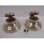 Pair silver capstan inkwells with liners - Birmingham 1930