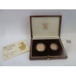 Royal Mint cased proof gold Britannia two coin set 1988
