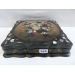 Papier mache inlaid mother of pearl jewellery box