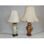 Decorative glass and pottery table lamps (2)