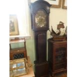 8 Day brass face oak long case clock - H Rowley,