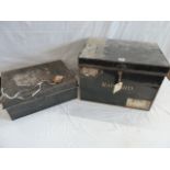 19thC Metal deed boxes with keys (2)