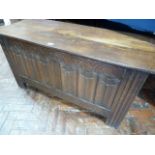 20thC oak linenfold blanket box