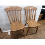 Matched set 5 slat back farmhouse kitchen chairs