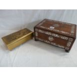 Victorian rosewood inlaid mother of pearl jewellery boxes and modern laquered box (2)