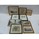 Small watercolour seascapes, maps of Ireland,