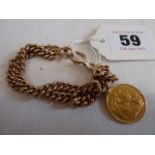 Gold sovereign 1900 attached to 9ct Gold link chain bracelet