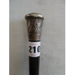 Silver topped ebony walking cane