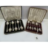 2 cased sets 6 silver teaspoons - Sheffield 1952 and 1953