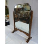 1930's frameless dressing mirror on oak stand