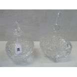 Cut glass bon bon dishes and covers (2)