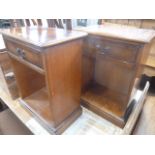 Pair reproduction yew bedside cabinets