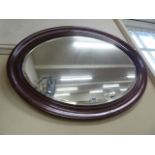 Victorian mahogany frame oval bevel edge wall mirror