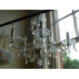 Early 20thC cut glass 5 branch chandelier