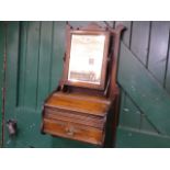 Edwardian oak and mahogany hall mirrored glove box