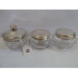 Silver top glass jars - Birmingham 1923 and 1928,