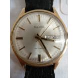 Bulova 9ct gold automatic wristwatch engraved on back