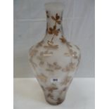 Tall acid etched glass vase