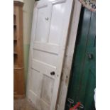 Early 20thC painted pine panel doors 83" x 36" (2)