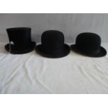 Silk top hat and bowler hats (3)