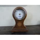 Edwardian inlaid mahogany balloon shape desk barometer