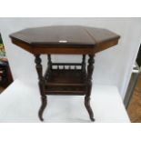 Victorian octagonal mahogany galleried tea table