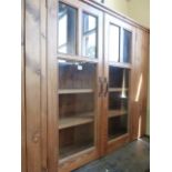 Glazed pine kitchen wall cabinet