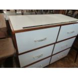 Mid 20th Century formica covered haberdashery sectional 2 drawer cabinets (3)