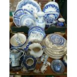 Sundry blue & white ceramic plates, bowls, jugs etc.