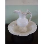 Leeds ware classical cream ware jug & bowl