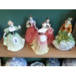 Royal Doulton lady figures & Happy Birthday with box (6)