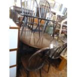 Oak gateleg table & set 4 ercol chairs