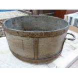 Georgian strapped wooden circular cheese mould stamped Leicester,