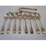 Georgian silver sugar tongs & teaspoons - Chester 1805,