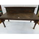 Oak carved back low bench seat