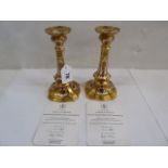 Pair of Royal Crown Derby old imari 1128 pattern miniature candlesticks with certificates & boxes