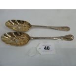 Pair silver berry spoons - London 1724
