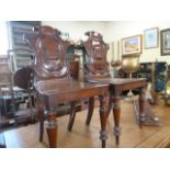 Pair Victorian mahogany shield back side chairs