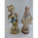 Pair continental bisque figures