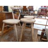 Beech kitchen chair & stools (3)