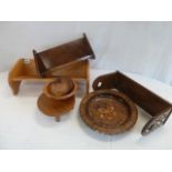 Treen - bookstands, fruit bowl,