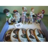 Continental porcelain calendar figures & transfer composer plaques (10)