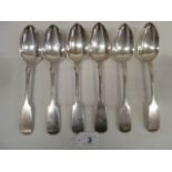 Matched set 6 silver serving spoons - Glasgow 1858/60