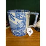 19th Century pearlware blue & white 'Grazing Rabbits' tankard - possibly John Rogers