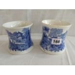 Pair Mintons blue and white waisted pots