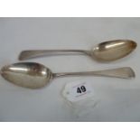 Pair old english pattern silver table spoons - London 1810