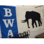 Large Botswana flag with image of elephant and B W A initials (Approx 55" x 108")