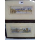 Pair small watercolour landscapes - Hugh Vane Turner