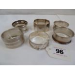 Assorted silver napkin rings (6)