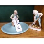 Beswick 'Timpson Fine Shoes' advertising bowl & Royal Worcester gardener figure (2)